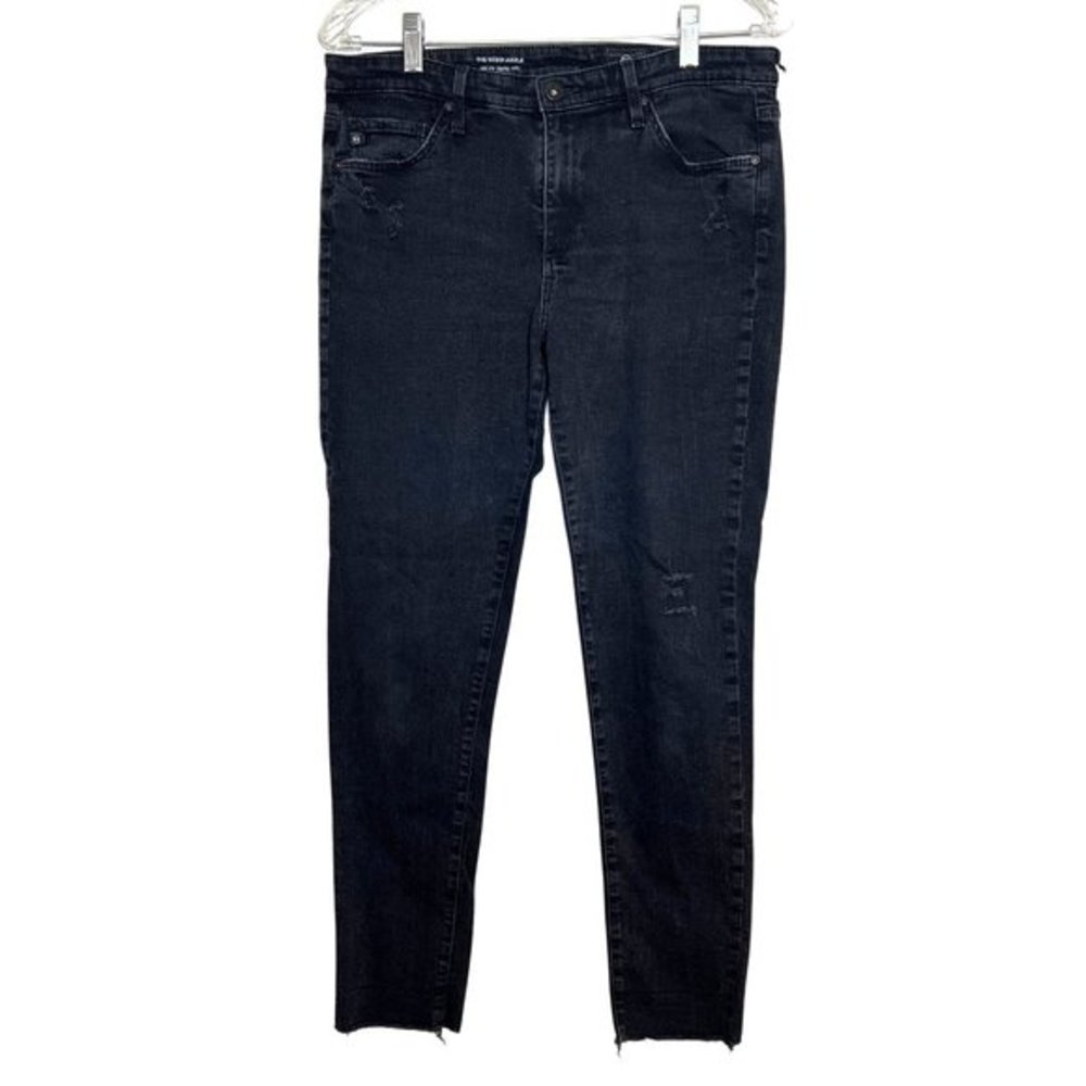 AG Adriano‎ Goldschmied The Midi Ankle Distressed Black Jeggings
